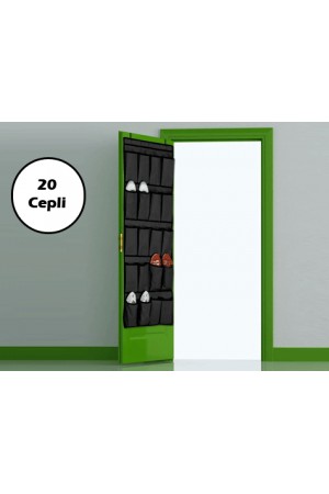 20 Cepli Kapı Arkası Çok Amaçlı Organizer - Siyah…
