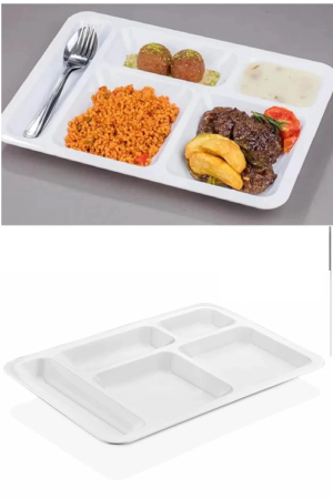 1 Adet  5 Bölmeli Kırılmaz Tabldot Tabak Self Servis Yemekhane Okul…