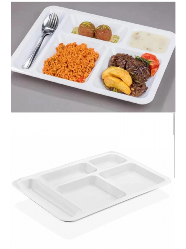 1 Adet  5 Bölmeli Kırılmaz Tabldot Tabak Self Servis Yemekhane Okul Lok&hellip;
