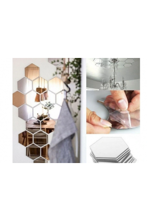 12 Adet Orta Boy Yapışkanlı Dekoratif Akrilik Ayna Altıgen… 12 Adet Orta Boy Yapışkanlı Dekoratif Akrilik Ayna Altıgen…