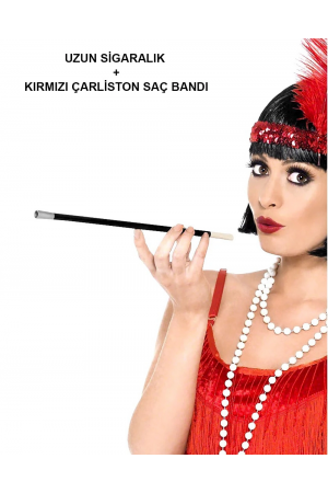 1920'ler 1990'lar Gatsby Kadın Aksesuar Seti – Kırmız&hellip;