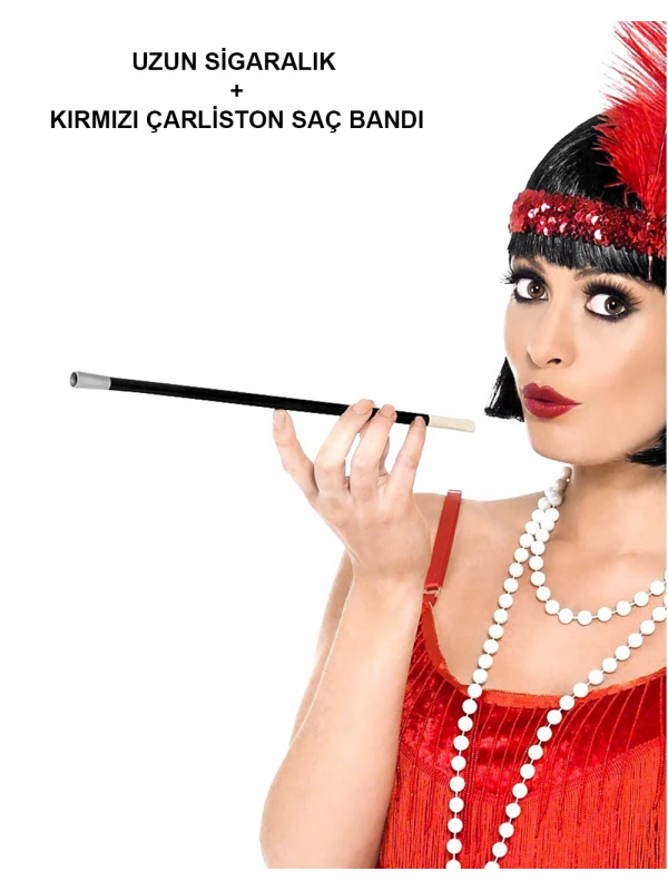 1920'ler 1990'lar Gatsby Kadın Aksesuar Seti – Kırmız&hellip;