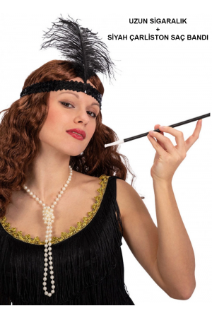 1920'ler Gatsby Aksesuar Seti – Siyah Charleston Saç Bandı &am… 1920'ler Gatsby Aksesuar Seti – Siyah Charleston Saç Bandı &am…