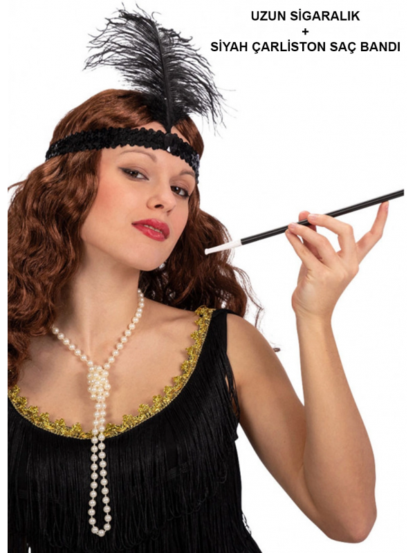 1920'ler Gatsby Aksesuar Seti – Siyah Charleston Saç Bandı &am… 1920'ler Gatsby Aksesuar Seti – Siyah Charleston Saç Bandı &am…