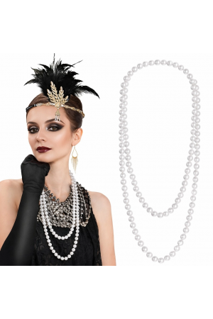 1920 Gatsby İnci Kolye – Vintage Uzun Beyaz İnci Kolye… 1920 Gatsby İnci Kolye – Vintage Uzun Beyaz İnci Kolye…