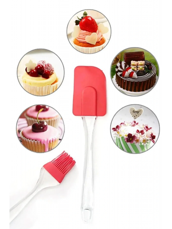 2 Li Set Silikon Pasta - Börek - Poğaça Yağ Fırçası Ve Silikon Spat&hellip;