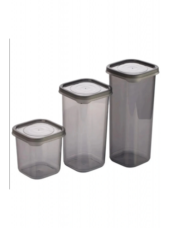 3 Adet 3 Boy Siyah Saydam Plastik Kavanoz Saklama Kabı Kapaklı Kare Mode&hellip;