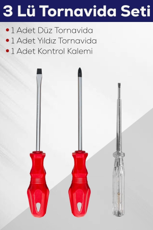 3'lü Tornavida Seti (düz Tornavida + Yıldız Tornavida + Kontrol Kalemi&hellip;