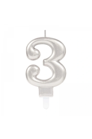 3 Rakam Mum Gümüş Renk…