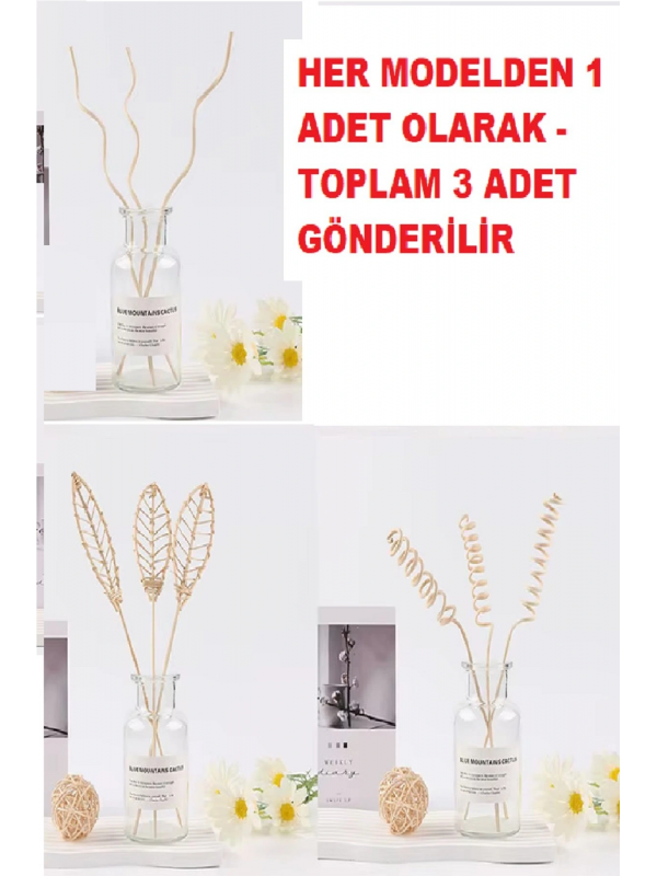 3 Tek Adet 3 Model Aromaterapi Koku Dağıtıcı Rattan Şişe Ahşap Dif�&hellip;