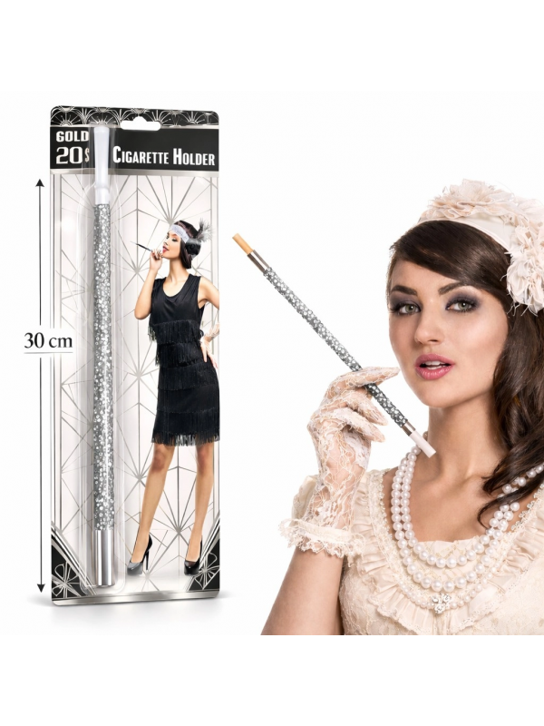 30 Cm Gümüş Payetli Sigara Tutacağı – 1920’ler Gatsby Parti Akses&hellip;