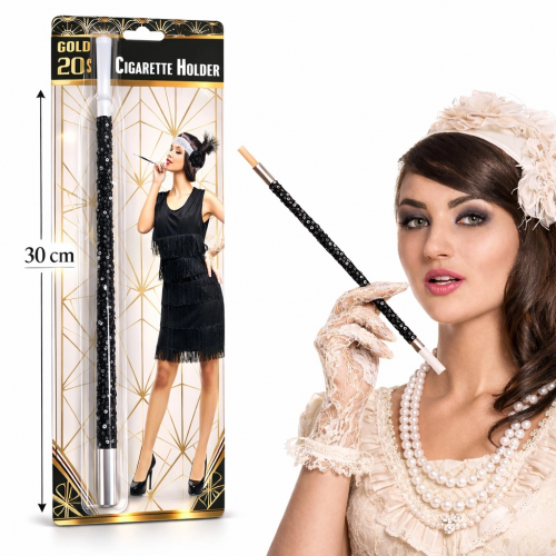 30 Cm Siyah Payetli Sigara Tutacağı – 1920’ler Gatsby Parti Aksesuarı 30 Cm Siyah Payetli Sigara Tutacağı – 1920’ler Gatsby Parti Aksesuarı