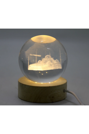 3d Kristal Cam Küre Ahşap Soketli İstanbul Temalı Led Lamba Aalk25…