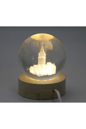 3d Kristal Cam Küre Ahşap Soketli İstanbul Temalı Led Lamba Aalk25…