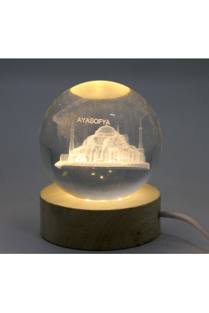 3d Kristal Cam Küre Ahşap Soketli İstanbul Temalı Led Lamba Alk257…
