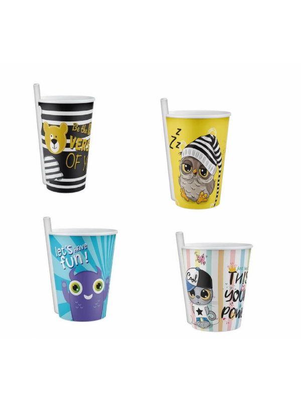 4 Adet Kendinden Pipetli Bardak 400 Ml&hellip;