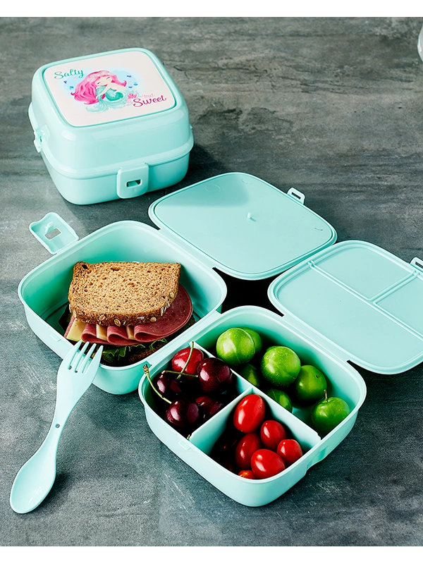 4 Bölmeli Çatallı Beslenme Kabı - Diyet Kabı Karışık Renklerdedir&hellip;