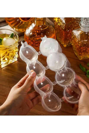 4 Bölmeli  Küre Buz Topu Kalıbı -  Yuvarlak Buz Topu…