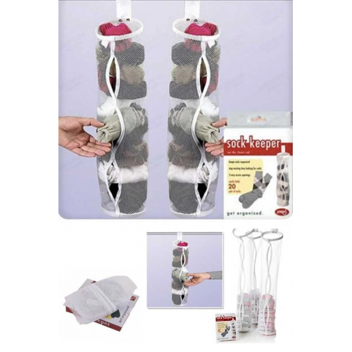 5 Adet Dolap İçi Asılabilir Temiz Çorap Düzenleyici Çorap Filesi Askılık