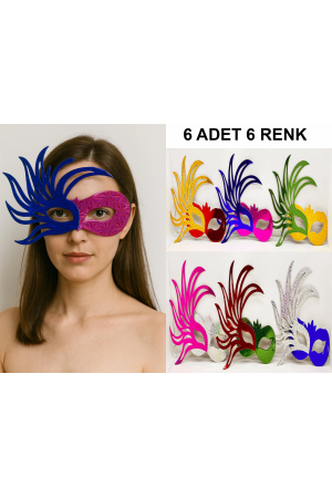 6'lı Renkli Balo Maskesi Seti | Karton & Lastikli (yetişkin-&hellip;