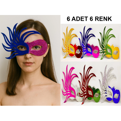 6'lı Renkli Balo Maskesi Seti | Karton & Lastikli (yetişkin-çocuk Uyumlu)