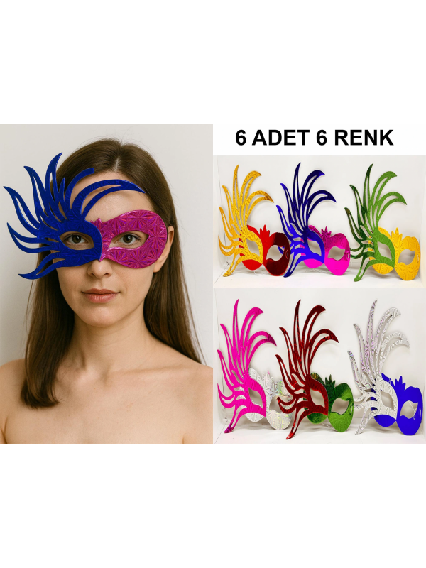 6'lı Renkli Balo Maskesi Seti | Karton & Lastikli (yetişkin-&hellip;