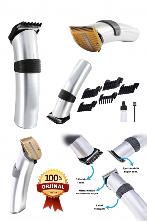 609 Profesyonel Şarjlı Saç Sakal Kesme Tıraş Makinesi Erkek Tıra…
