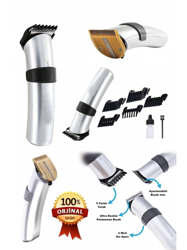 609 Profesyonel Şarjlı Saç Sakal Kesme Tıraş Makinesi Erkek Tıraş M&hellip;