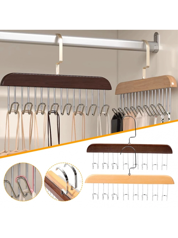 8 Kancalı Askı Çok Fonksiyonlu Ahşap Kemer Kravat Eşarp Dolap Askıs�&hellip;