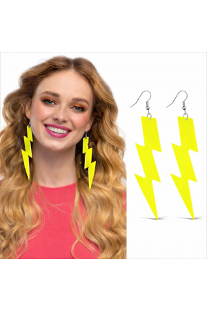 80’ler 90'lar Retro Neon Sarı Şimşek Küpe 10 Cm&hellip;