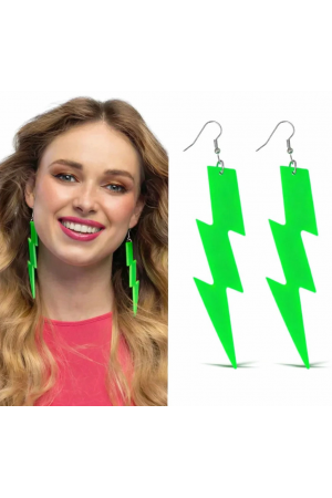 80’ler 90'lar Retro Neon Yeşil Şimşek Küpe 10 Cm… 80’ler 90'lar Retro Neon Yeşil Şimşek Küpe 10 Cm…