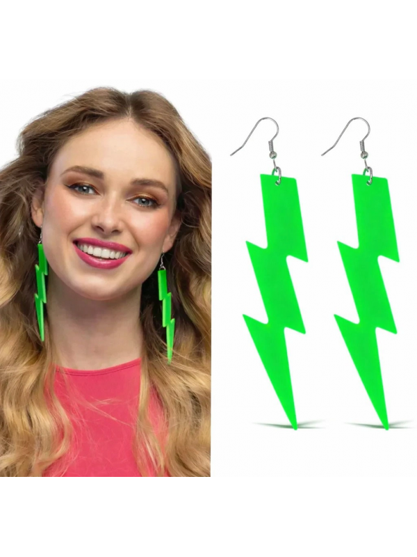 80’ler 90'lar Retro Neon Yeşil Şimşek Küpe 10 Cm&hellip;