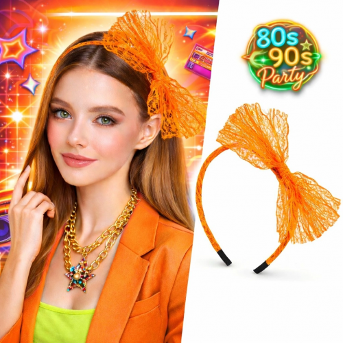 80’ler 90’lar Neon Turuncu Dantel Taç Fiyonklu 80’ler 90’lar Neon Turuncu Dantel Taç Fiyonklu