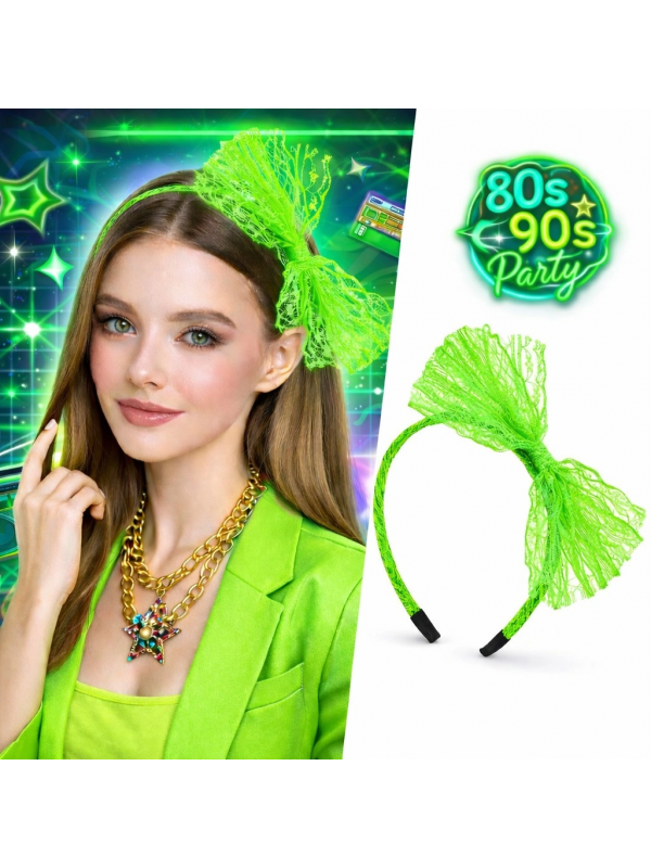 80’ler 90’lar Neon Yeşil Dantel Taç Fiyonklu&hellip;