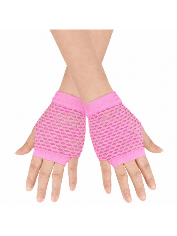 80’ler 90’lar Retro Neon Pembe File Parmaksız Kısa Eldiven 11 Cm&hellip;