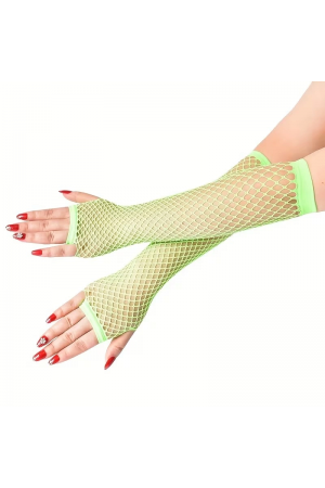 80’ler 90’lar Retro Neon Yeşil File Parmaksız Eldiven 26 Cm&hellip;