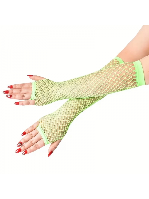 80’ler 90’lar Retro Neon Yeşil File Parmaksız Eldiven 26 Cm&hellip;