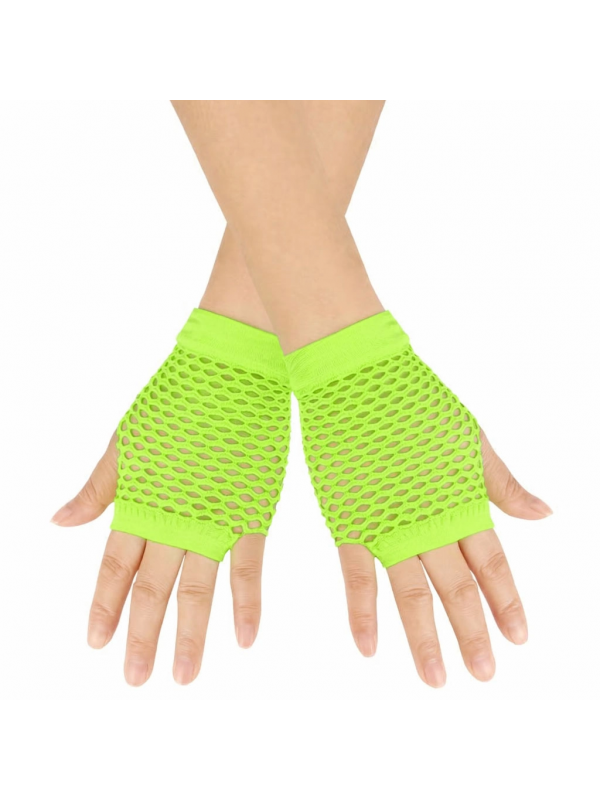 80’ler 90’lar Retro Neon Yeşil File Parmaksız Kısa Eldiven 11 Cm&hellip;