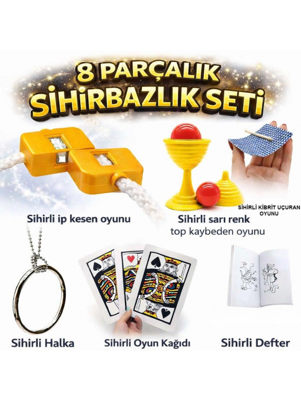8’li Sihirbazlık Seti (kibrit, Defter, Halka, Kupa, İp, 3’lü Kart)&hellip;