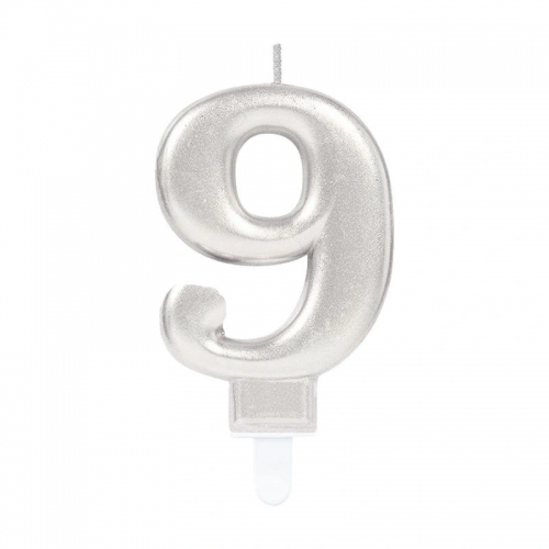 9 Rakam Mum Gümüş Renk 9 Rakam Mum Gümüş Renk