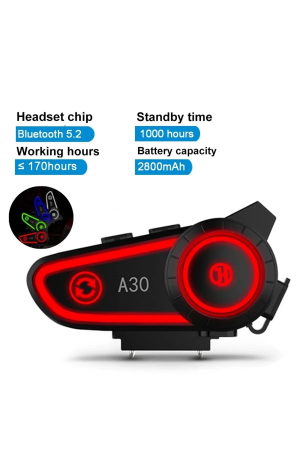 A30 Motosiklet Kask Kulaklık Intercom Işıklı 2 Eşleşme Özellikl…