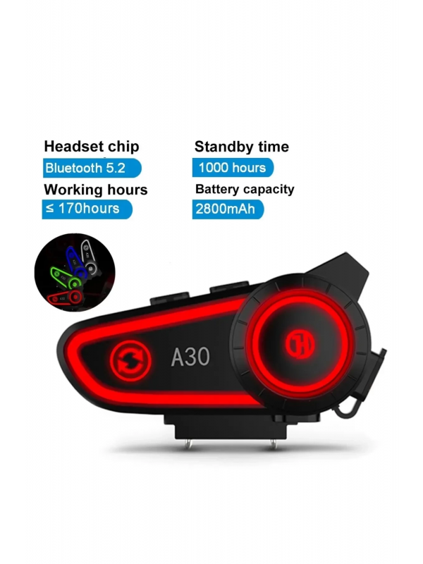 A30 Motosiklet Kask Kulaklık Intercom Işıklı 2 Eşleşme Özellikli&hellip;