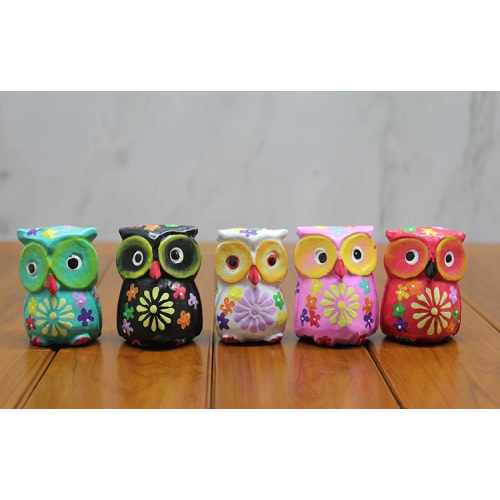 Ahşap 5'li Baykuş Seti Polos:6