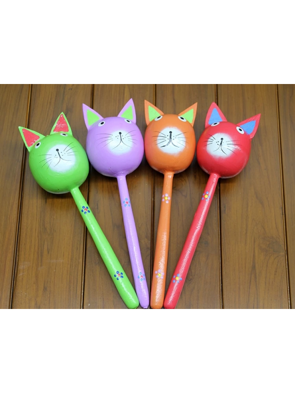 Ahşap Kedi Marakas Tekli Polos:29&hellip;