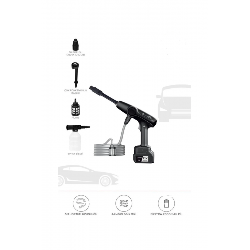 Akülü Şarjlı Yüksek Basınçlı Oto Araba Bahçe Yıkama,temizleme Su Sı