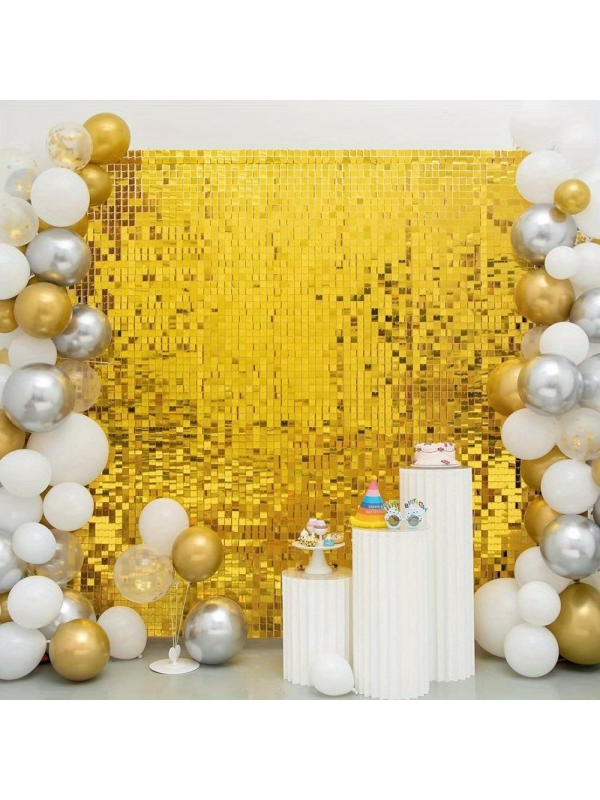 Altın Gold Renk Dikdörtgen Kesim Parlak Sim Görünümlü Fon Perde Deko&hellip;