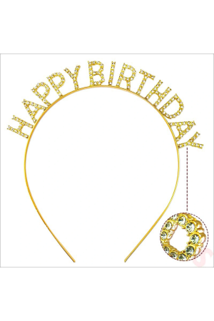 Altın Gold Renk Kristal Taşlı Parlak Happy Birthday Taç 16x17 Cm… Altın Gold Renk Kristal Taşlı Parlak Happy Birthday Taç 16x17 Cm…