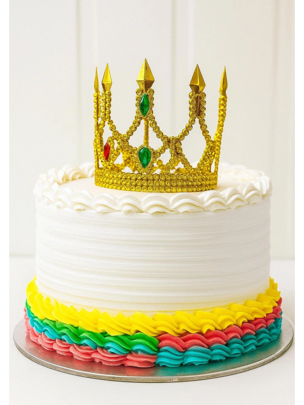 Altın Işıltılı İnce Pasta Tacı Pasta Üstü Taç Plastik Malzeme 8x&hellip;