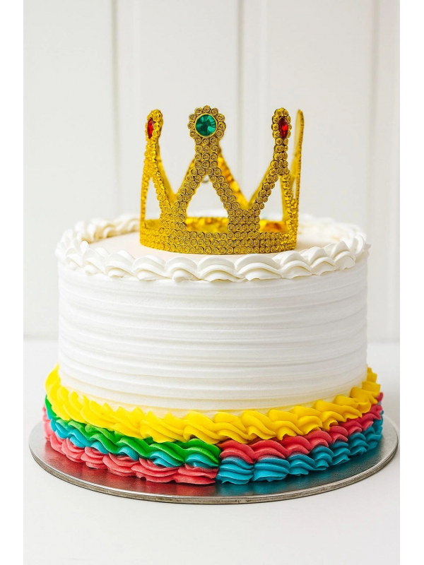 Altın Işıltılı Pasta Tacı Pasta Üstü Taç Plastik Malzeme 8x8 Cm&hellip;