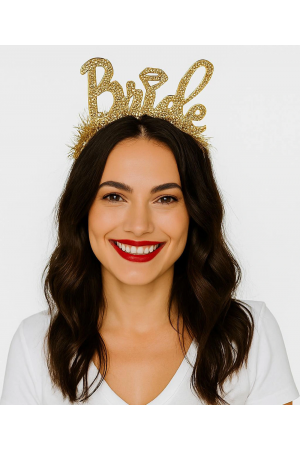 Altın Renk Bekarlığa Veda İtalik Yazı Alyanslı Bride Taç… Altın Renk Bekarlığa Veda İtalik Yazı Alyanslı Bride Taç…